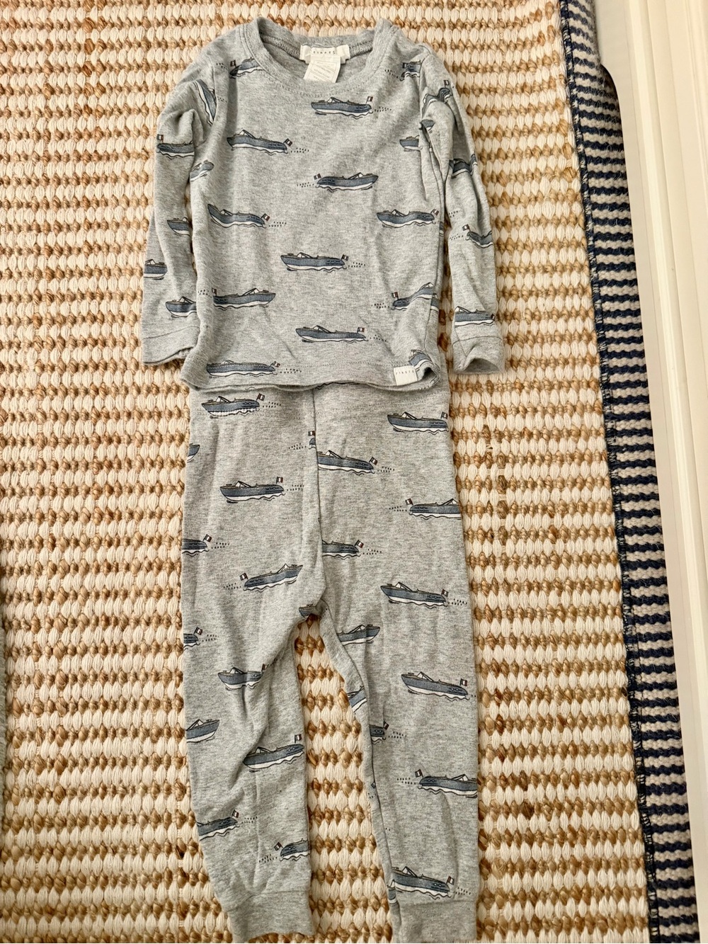 Firsts by Petit Lem Baby Boys Gray Boat Print Pajama Set 18M 2-Piece